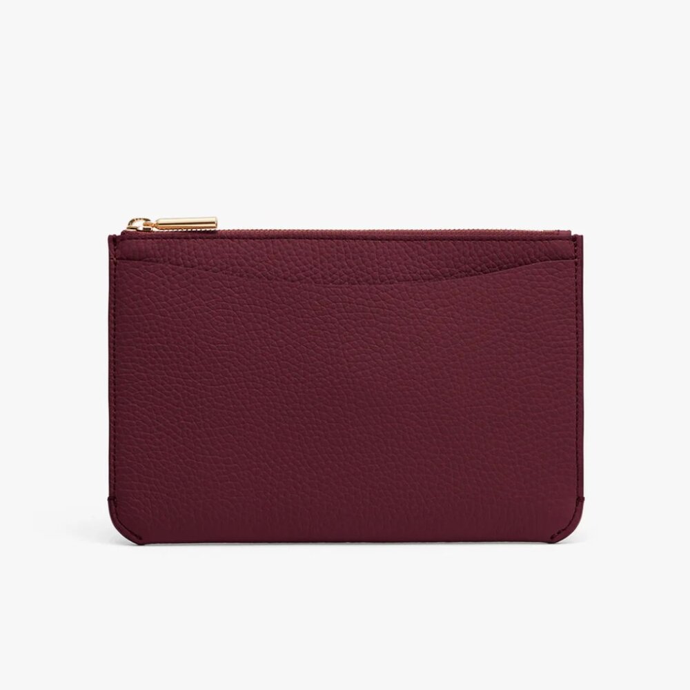 NWT Cuyana System Zipper Pouch in Cherry Pebbled Leather - Picture 3 of 13